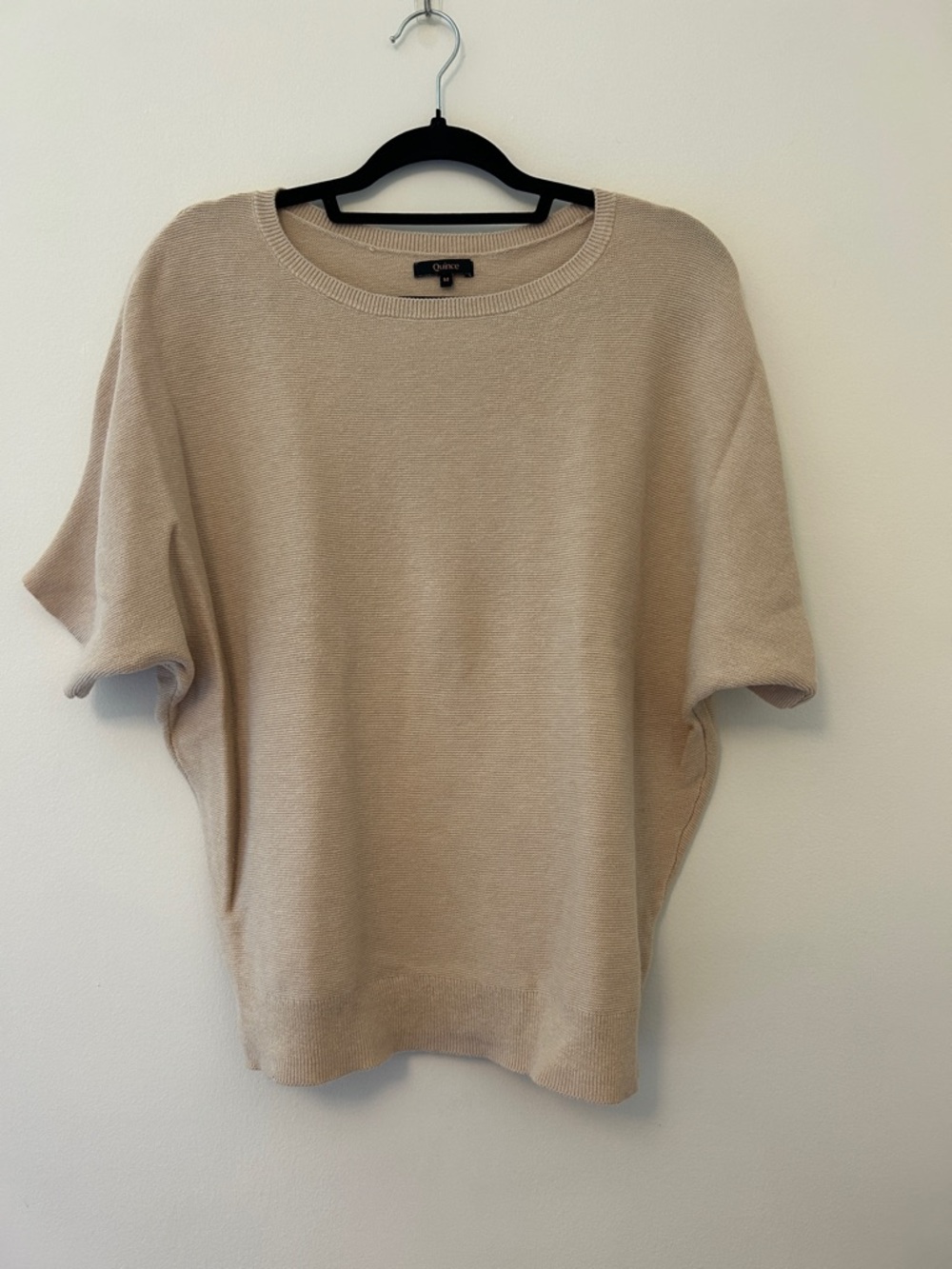 Quince Lightweight Cotton Cashmere Link-Stitch Dolman Sweater in Heather Oatmeal - Picture 3 of 8